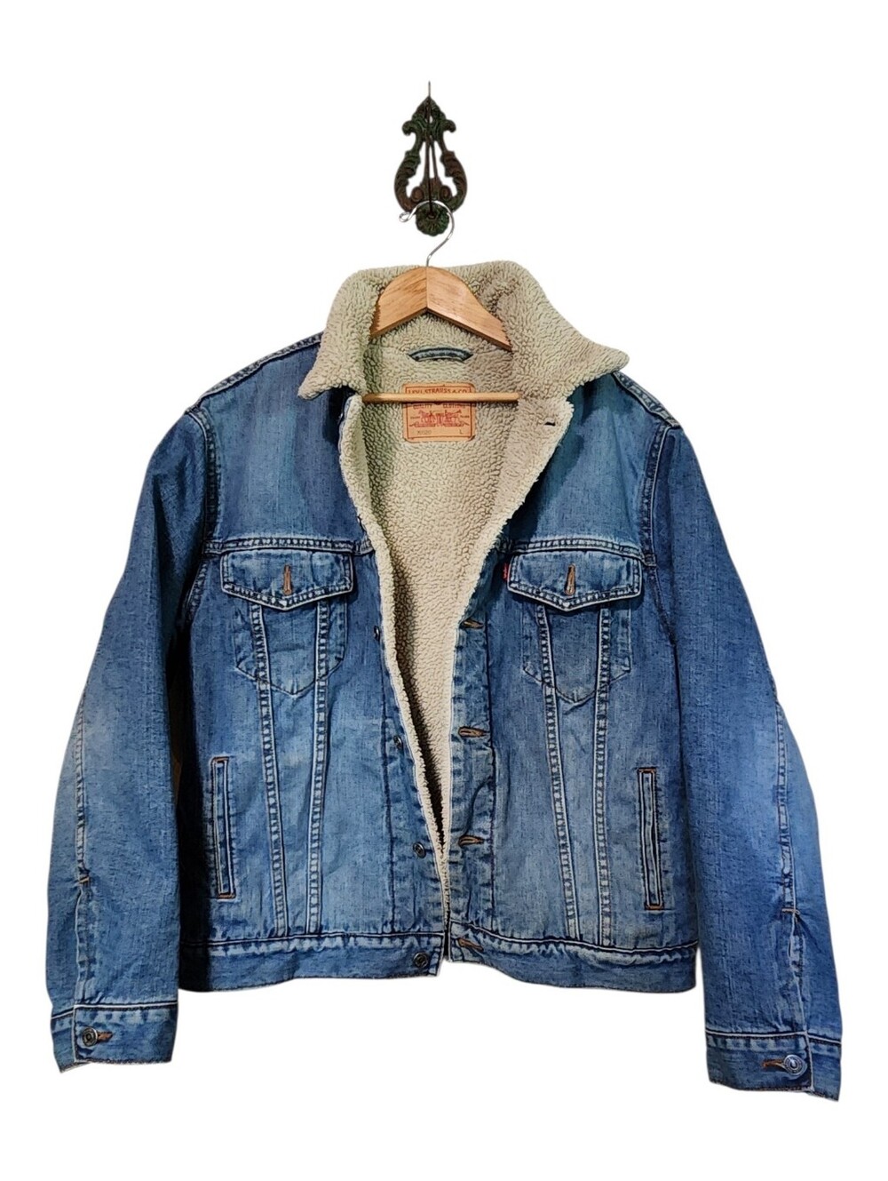 VTG Y2K Levi's Trucker Relaxed Denim Jacket with Sherpa Lining Size Large